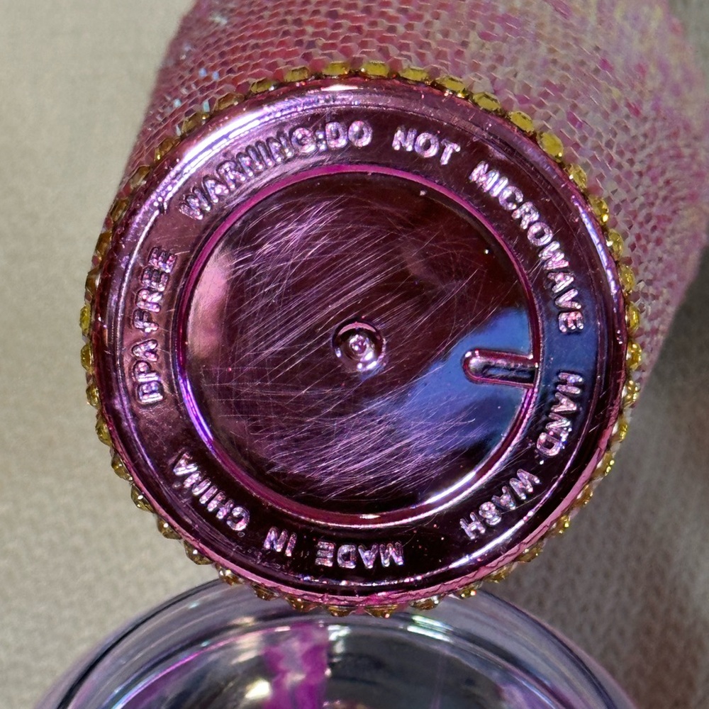 Pink Rhinestone Tumbler with Straw - Picture 4 of 7
